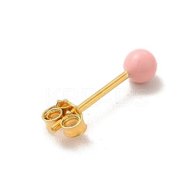 Enamel Round Ball Stud Earrings LS-EJEW-C020-01G-06-1
