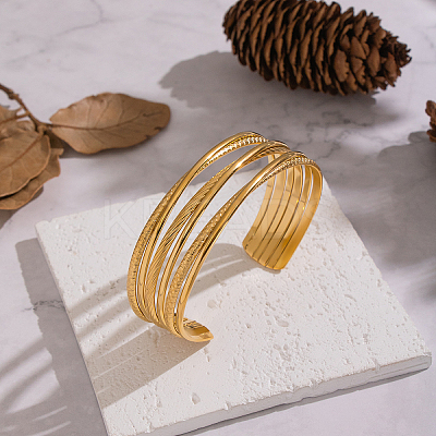 Elegant 304 Stainless Steel Multi-Layer Cuff Bangles for Women ZS0773-1