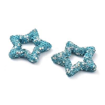 Star Shape Polymer Clay Rhinestone Beads CLAY-NH0001-06K-1