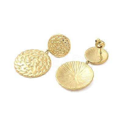 304 Stainless Steel Flat Round with Groove Stud Earrings for Women EJEW-U020-09G-1