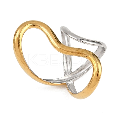 Adjustable 304 Stainless Steel Cuff Rings for Women RJEW-B135-01GP-09-1