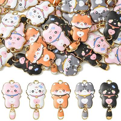 40Pcs 5 Style Alloy Printed Pendants FIND-CJ0001-27-1