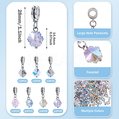105Pcs 7 Styles Glass European Dangle Charms HJEW-TAC0130-1