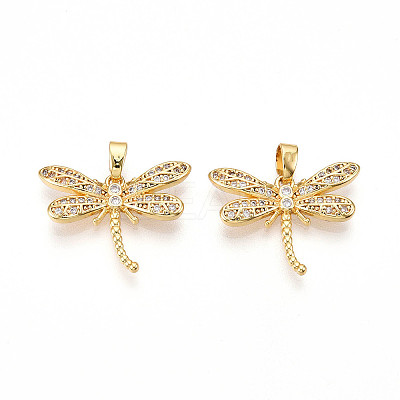Brass Micro Pave Cubic Zirconia Pendants KK-N257-29G-1