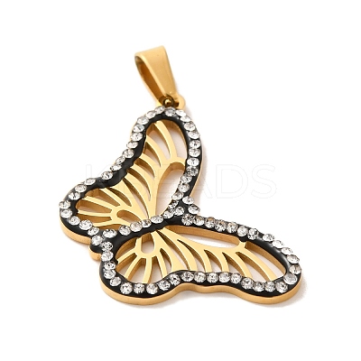 Ion Plating(IP) 304 Stainless Steel Rhinestone Pendants STAS-P340-10G-1