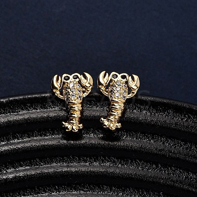 Brass Micro Pave Clear Cubic Zirconia Earrings LS-EJEW-D328-03G-04-1