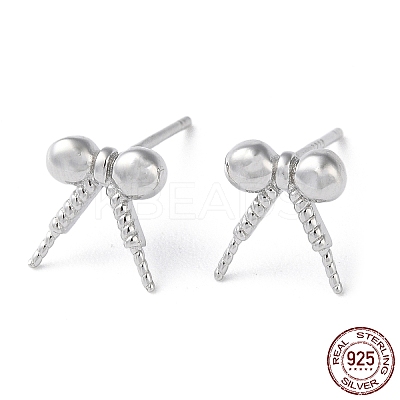 Rhodium Plated 925 Sterling Silver Stud Earring Findings STER-M115-02P-1