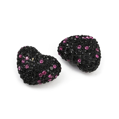 Heart Shaped Polymer Clay Rhinestone Beads CLAY-NH0002-01C-1