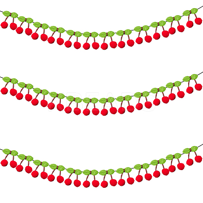 3 Bags Wool Pompom Cherry Hanging Banner DIY-CP0013-53-1