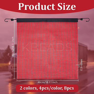8Pcs 2 Colors PVC Mesh Safety Flags with Hook AJEW-OC0013-31-1