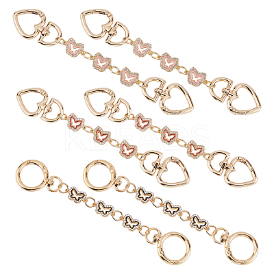 6Pcs 3 Styles Iron Glass with Enamel Butterfly Bag Extension Chains FIND-FH0016-70-1