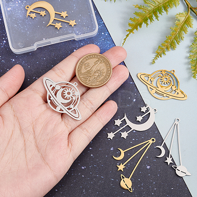 6Pcs 6 Styles 201 Stainless Steel Pendants STAS-UN0034-03-1