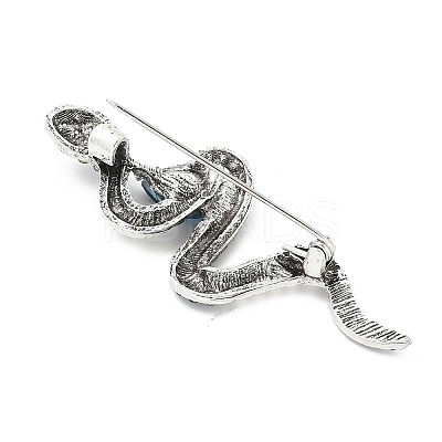 Snake Alloy Rhinestone Brooches for Backpack Clothes JEWB-Z040-01B-AS-1