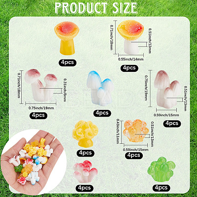 36Pcs 9 Styles Microlandscape Simulation Mushroom Pot Gardening for Doll RESI-SP0001-33-1