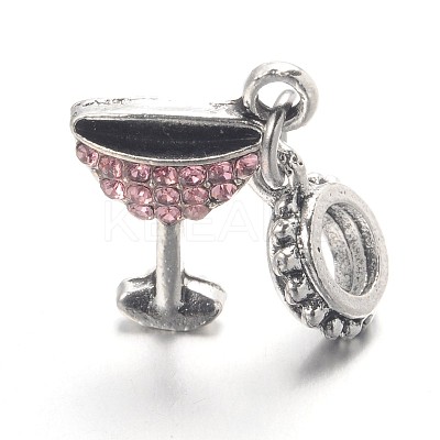 Large Hole Alloy Glass Rhinestone European Dangle Charms MPDL-L013-14-1