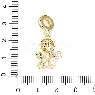 Brass Micro Pave Clear Cubic Zirconia Sea Animal European Dangle Charms KK-B159-04G-01-1