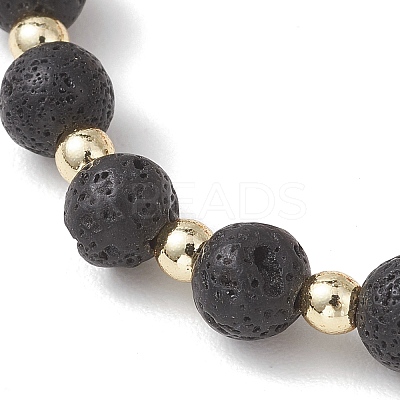 Natural Amber and Lava Rock Beads Stretch Bracelets for Women BJEW-JB13383-01-1