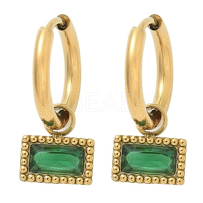 Ion Plating(IP) 304 Stainless Steel Rectangle Hoop Earrings EJEW-A118-01G-1