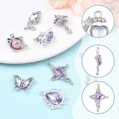 9Pcs 9 Styles Alloy Resin Pendants FIND-YW0012-23-1