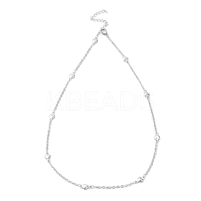 Non-Tarnish 304 Stainless Steel Heart Link Chain Necklace NJEW-K249-09P-1