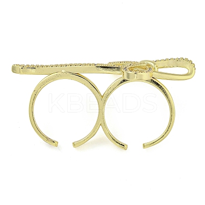 Brass Micro Pave Clear Cubic Zirconia Open Cuff Rings RJEW-Z046-07G-01-1