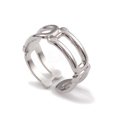 Non-Tarnish 304 Stainless Steel Hollow Out Oval Wrap Open Cuff Rings for Women RJEW-G285-51P-1