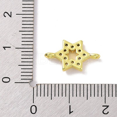 Real 18K Gold Plated Brass Micro Pave Cubic Zirconia Connector Charms KK-L209-047G-02-1
