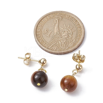 5 Pairs 5 Styles Natural & Synthetic Mixed Gemstone Round Ball Dangle Stud Earrings EJEW-JE05537-S-1