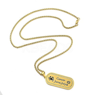 Constellation 304 Stainless Steel Micro Pave Clear Cubic Zirconia Wheat Chain Pendant Necklaces for Women Men LS-NJEW-U007-01L-1