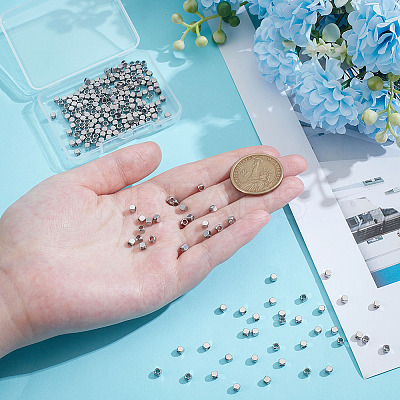 250Pcs 201 Stainless Steel Beads STAS-ME0002-50-1