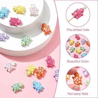 14Pcs 7 Colors Spray Painted Alloy Beads with Glitter Sheet FIND-CJ0003-39-1