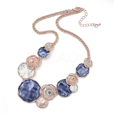 Alloy Colorful Enamel Rose Flower Bib Necklaces NJEW-B113-05-1