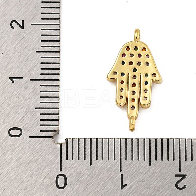 Rack Plating Brass Micro Pave Cubic Zirconia Palm Connector Charms KK-C074-41G-1