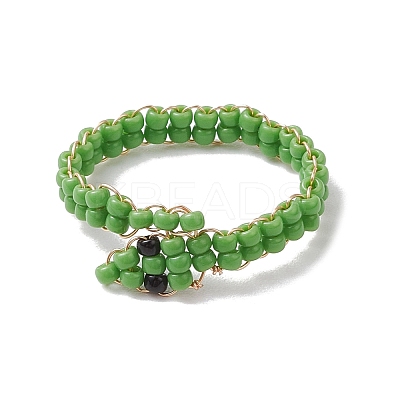 Glass Seed Bead Finger Rings RJEW-JR00875-01-1