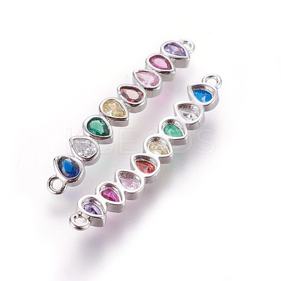 Brass Micro Pave Cubic Zirconia Links ZIRC-L076-006P-NR-1