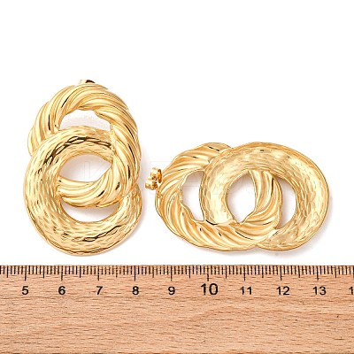 304 Stainless Steel Textured Oval Stud Earrings EJEW-C149-02G-1