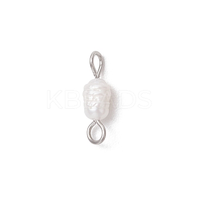 Natural Cultured Freshwater Pearl Potato Links Connector Charms PALLOY-JF04173-01-1