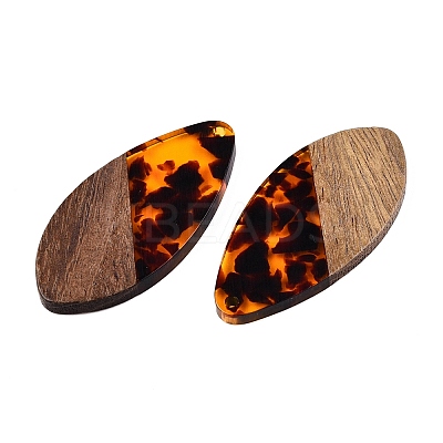 Transparent Resin and Walnut Wood Pendants RESI-T057-05D-1