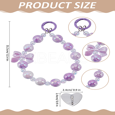 Bowknot Acrylic Beaded Mobile Straps AJEW-LP0004-82-1