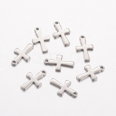 Non-Tarnish 304 Stainless Steel Tiny Cross Charms A-STAS-G076-10P-1