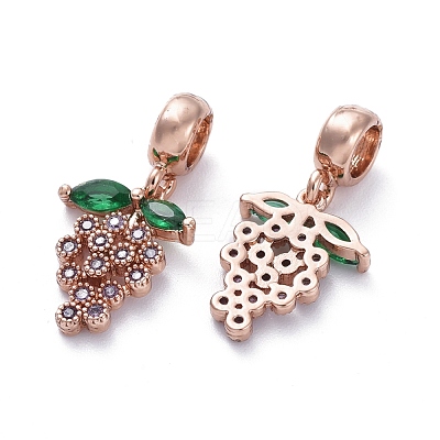 Brass Micro Pave Cubic Zirconia European Dangle Charms ZIRC-F074-05RG-1