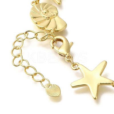 Rack Plating Brass Shell Shaped & Starfish Link Chain Necklaces NJEW-Q345-04G-1