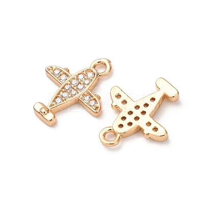 Brass Micro Pave Clear Cubic Zirconia Charms ZIRC-L105-15G-1