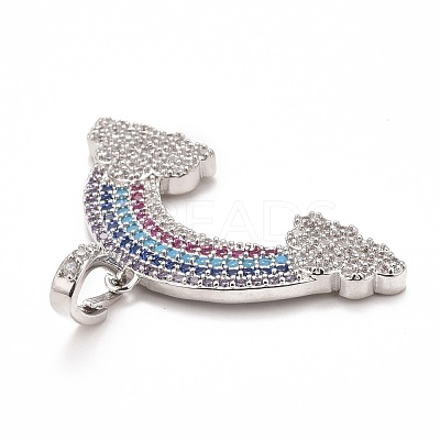 Rack Plating Brass Micro Pave Colorful Cubic Zirconia Pendants KK-M229-07P-1