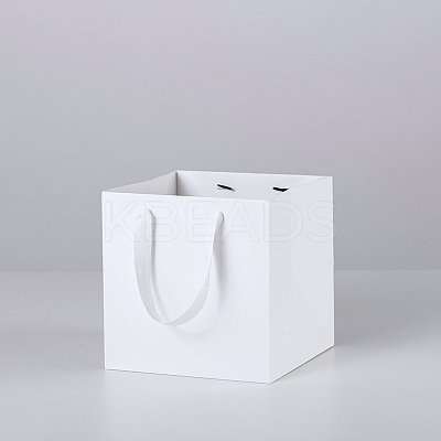 Solid Color Kraft Paper Gift Bags with Ribbon Handles PAAG-PW0001-103A-01-1