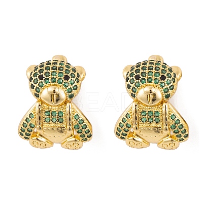 Brass Micro Pave Cubic Zirconia Earrings EJEW-E309-06G-1