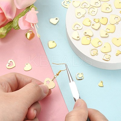 50Pcs 10 Styles 201 Stainless Steel Charms STAS-CJ0002-23-1