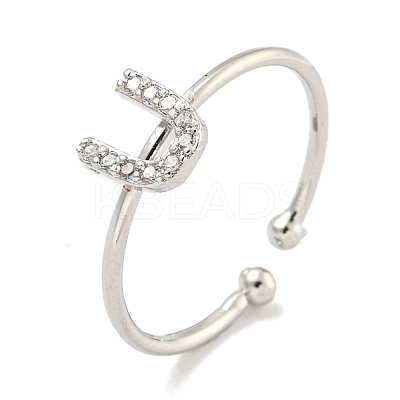 Rack Plating Brass Open Cuff Rings for Women RJEW-F162-02P-U-1