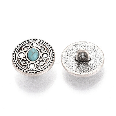 Zinc Metal Alloy & Natural Turquoise Buttons LS-BUTT-WH0057-001A-AS-1