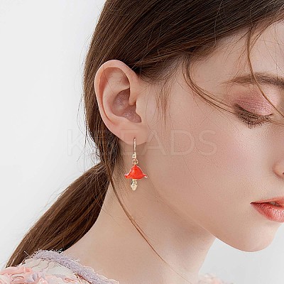 Enamel Mushroom Dangle Stud Earrings JE987C-1